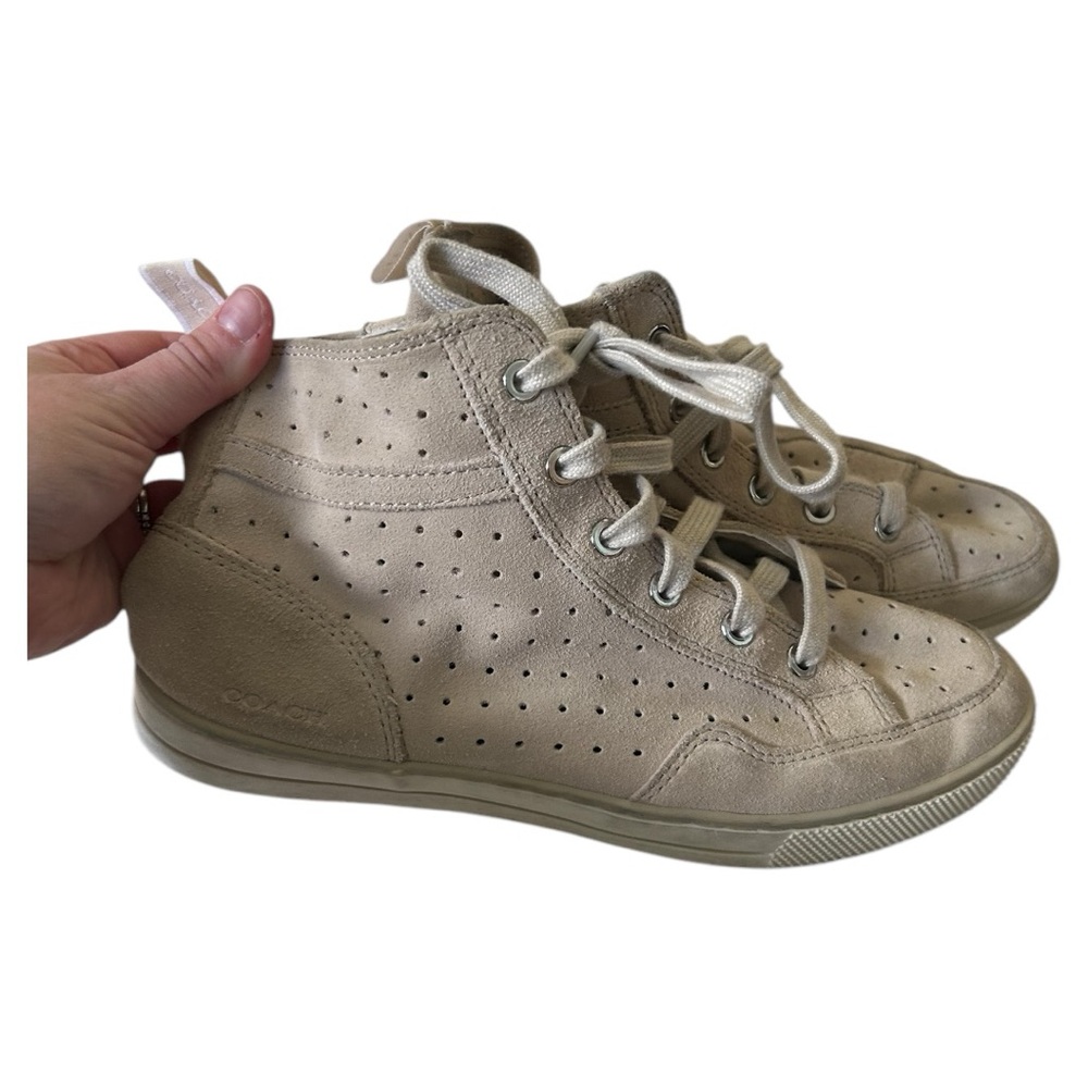 Coach cream beige high top tennis shoes
